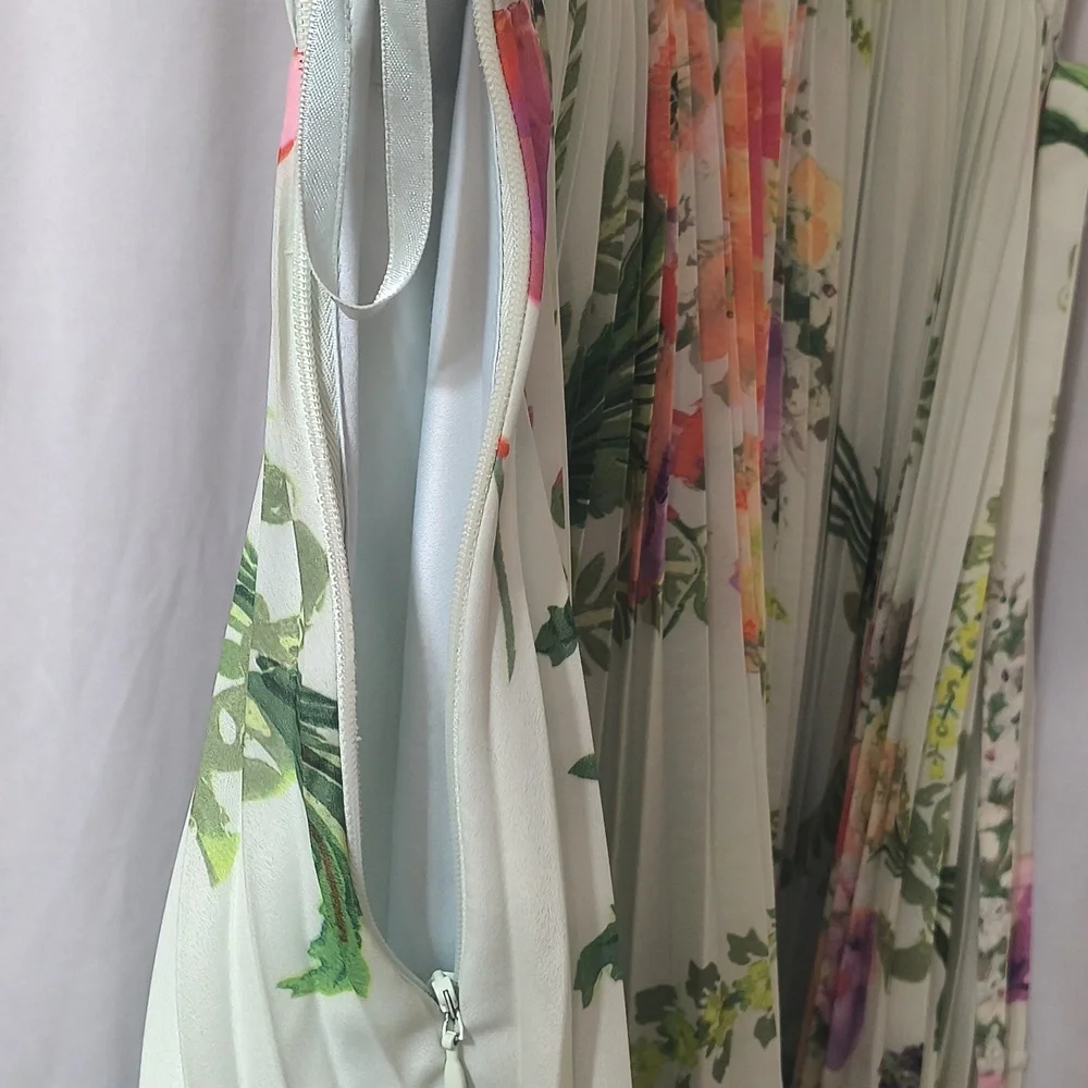 TED BAKER 💚 Floral Pleated Sleeveless Dress US s 6 - Picture 8 of 13